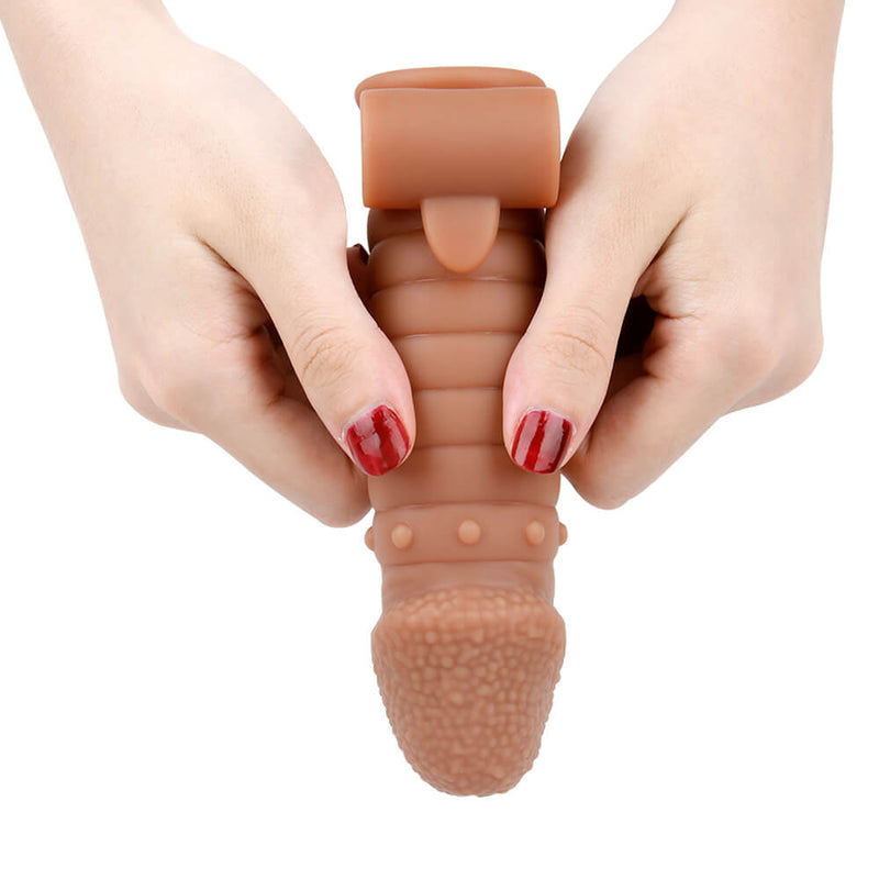 6.1in Men Penis Enlargement Vibrating Silicone Sex Love Thicken Toy