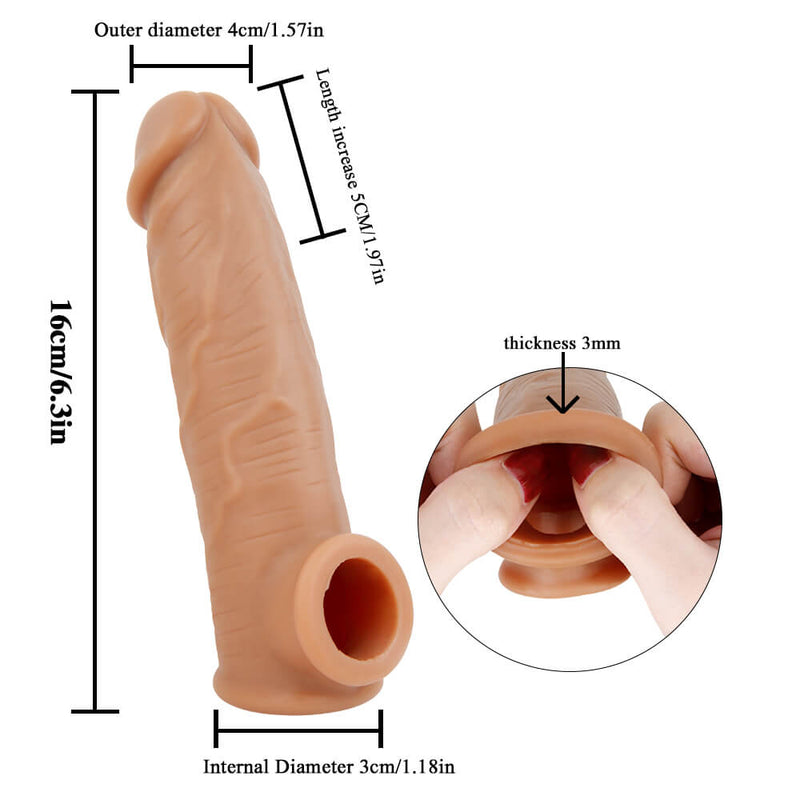 6.3in Thicken Cock Extender Sheath Extension Sex Toy Sleeve