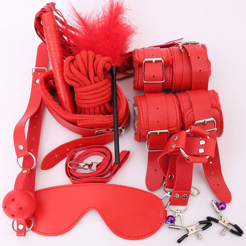 10pcs Bondage Kit BDSM Male Leather Handcuffs - BDSM Toy Kit