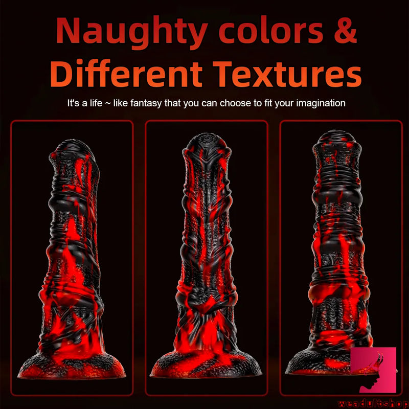 8.66in Black Red Mixsure Fantasy Horse Animal Penis Dildo