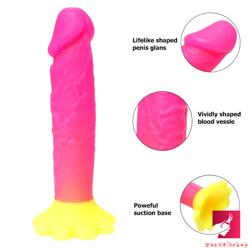 5.9in Small Thin Dildo Chrysanthemum Sucker Sex Toy For Couples