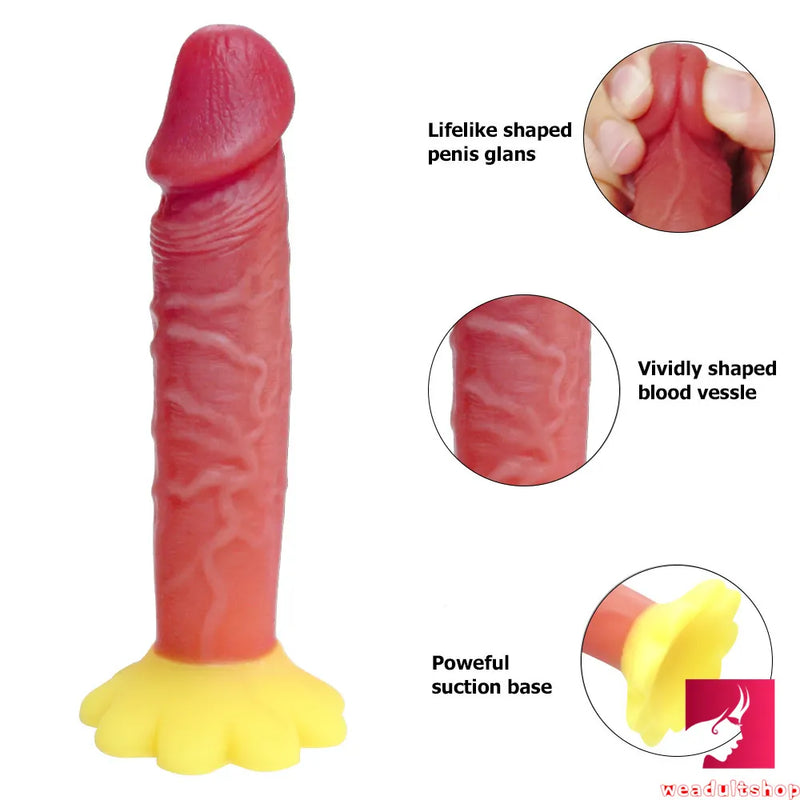 5.9in Small Thin Dildo Chrysanthemum Sucker Sex Toy For Couples