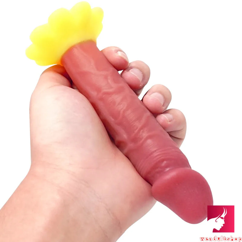 5.9in Small Thin Dildo Chrysanthemum Sucker Sex Toy For Couples