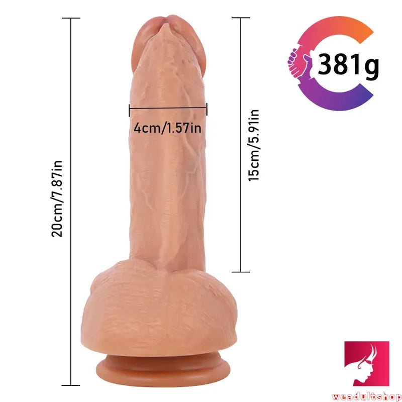 7.87in Soft Double-layer Silicone Dildo For Lesbian Anal Toy