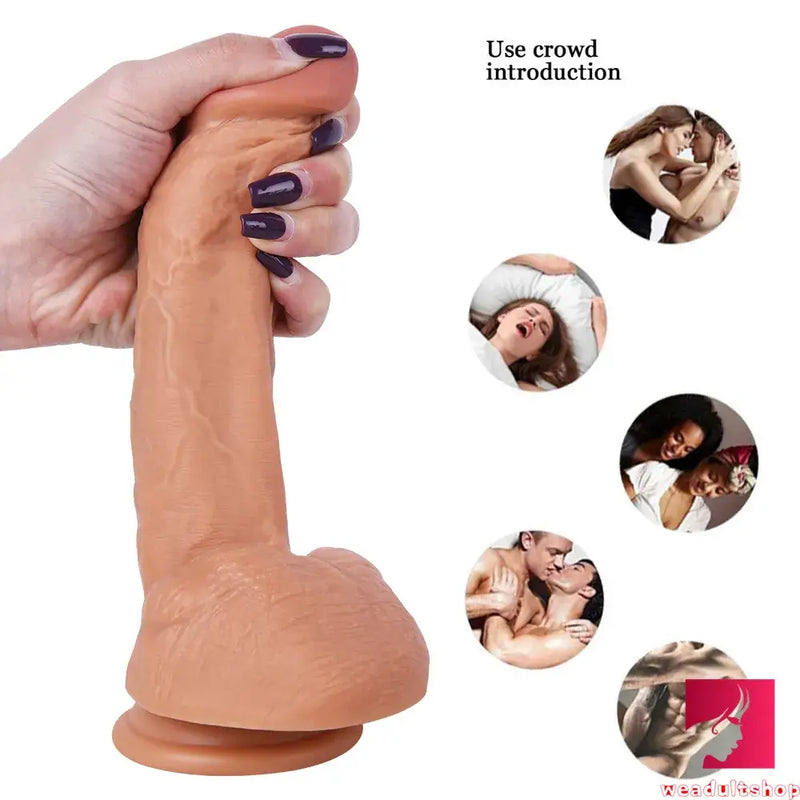 7.87in Soft Double-layer Silicone Dildo For Lesbian Anal Toy