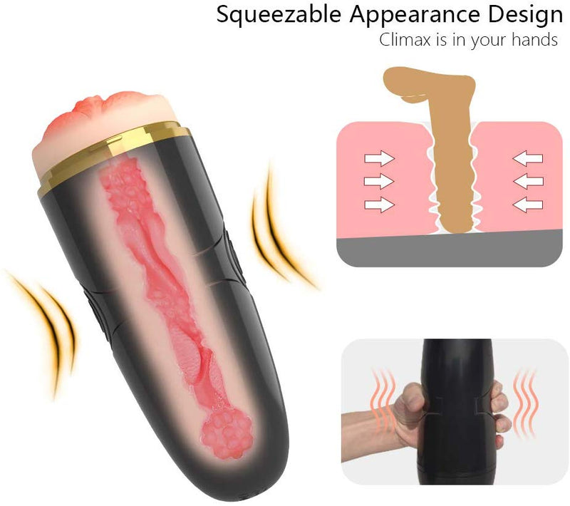 Detachable Pocket Pussy Sex Toy Vibrating Male Masturbator Cup - Adult Toys 