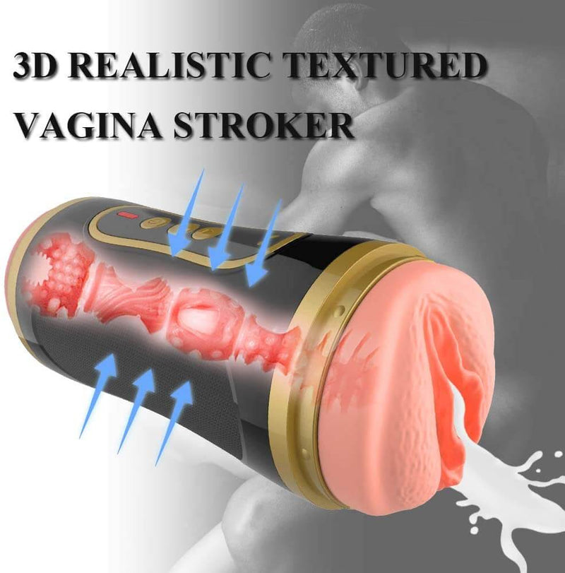 2In1 Masturbator 3D Realistic Vibrating Stroker With 2 Bullet Vibrators