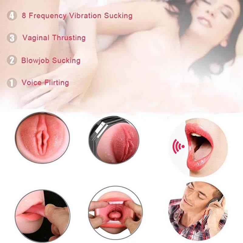 Vagina Mouth Oral Masturbator Vibrating Realistic Pussy - Adult Toys 