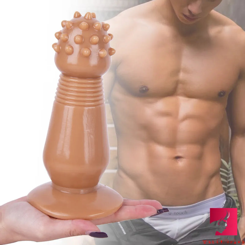 7.87in Black Girl Anal Spiked Dildo SM Butt Plug With Thorn