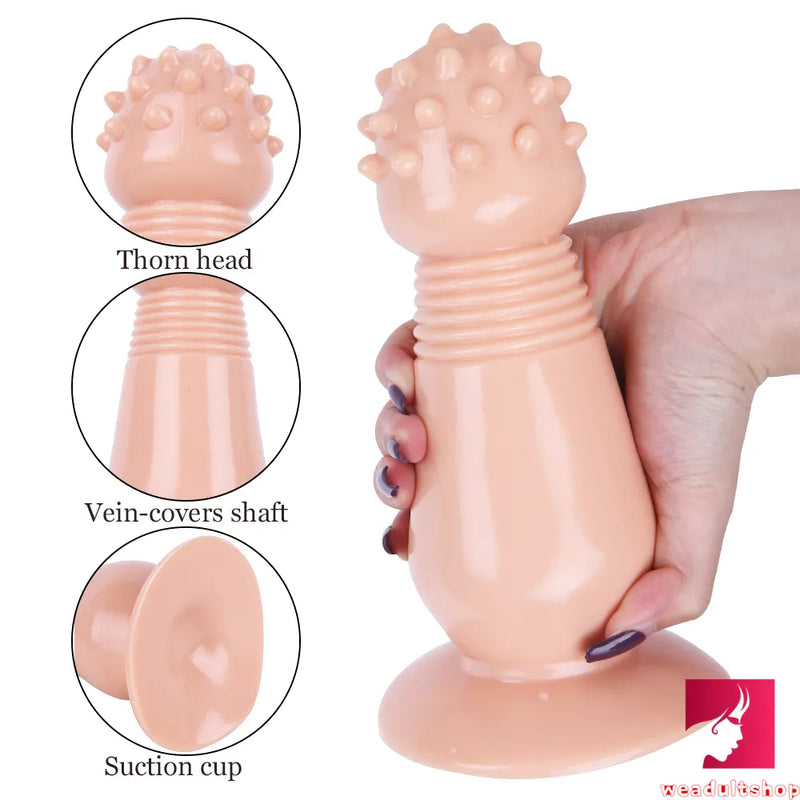 7.87in Black Girl Anal Spiked Dildo SM Butt Plug With Thorn