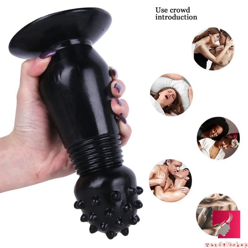 7.87in Black Girl Anal Spiked Dildo SM Butt Plug With Thorn