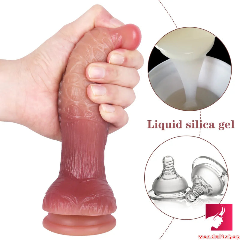 7.48in Dual Density Silicone Real Looking Stick On Dildo For Men