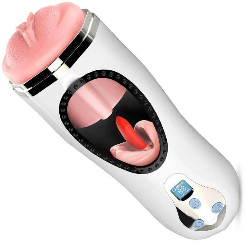 Cock Stroker Sleeve Sex Toy Intelligent Licking LED Heating