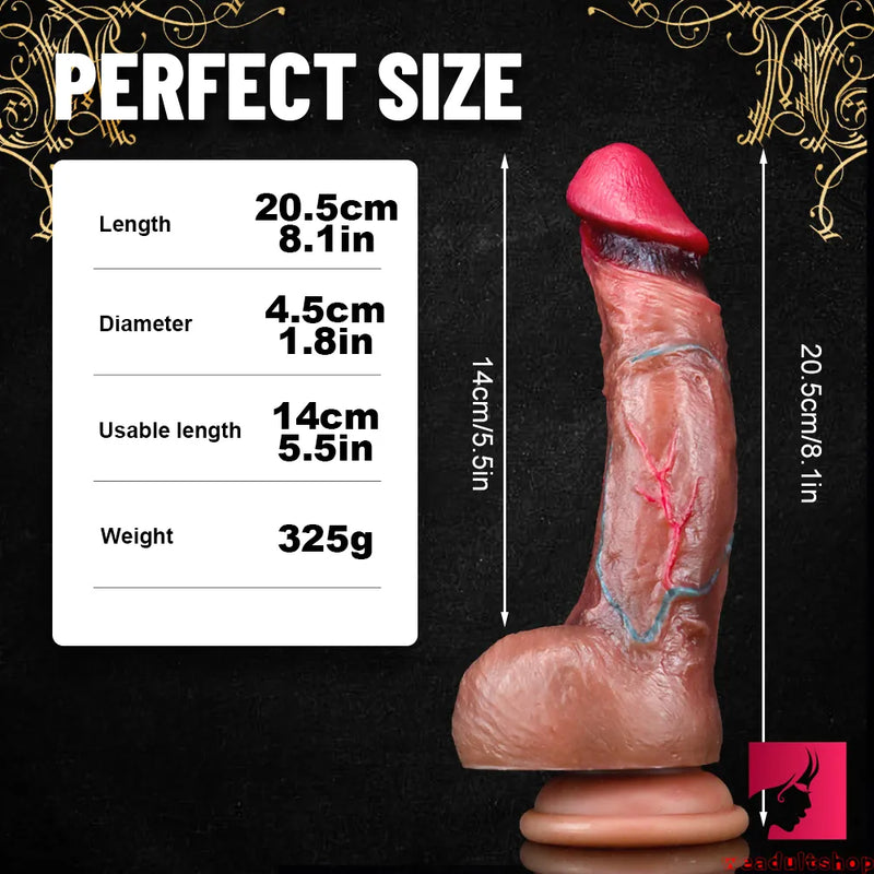 8.1in Real Looking Life Hyper Realistic Penis Dildo For Women