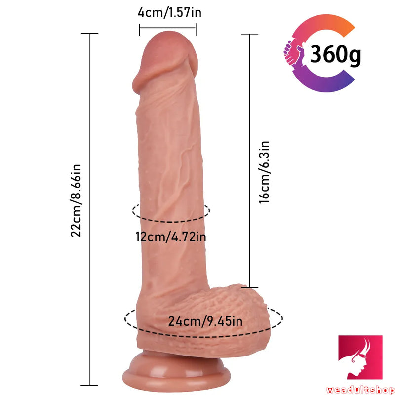 8.66in Realistic Glans Dildo With Blue Veins Lifelike Testicles