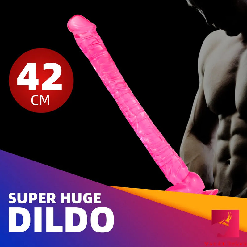 16.5in Super Long Big Dildo With Base For Hands-free Play