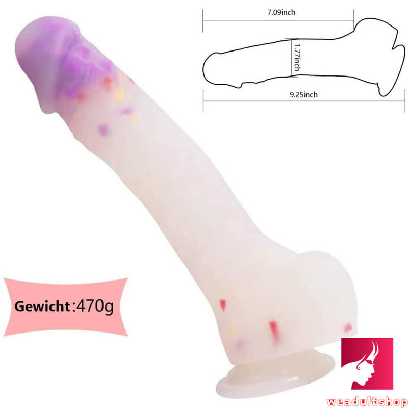 9.25in Colorful Big Jelly Silicone With Pink Particle Dildo Sex Toy