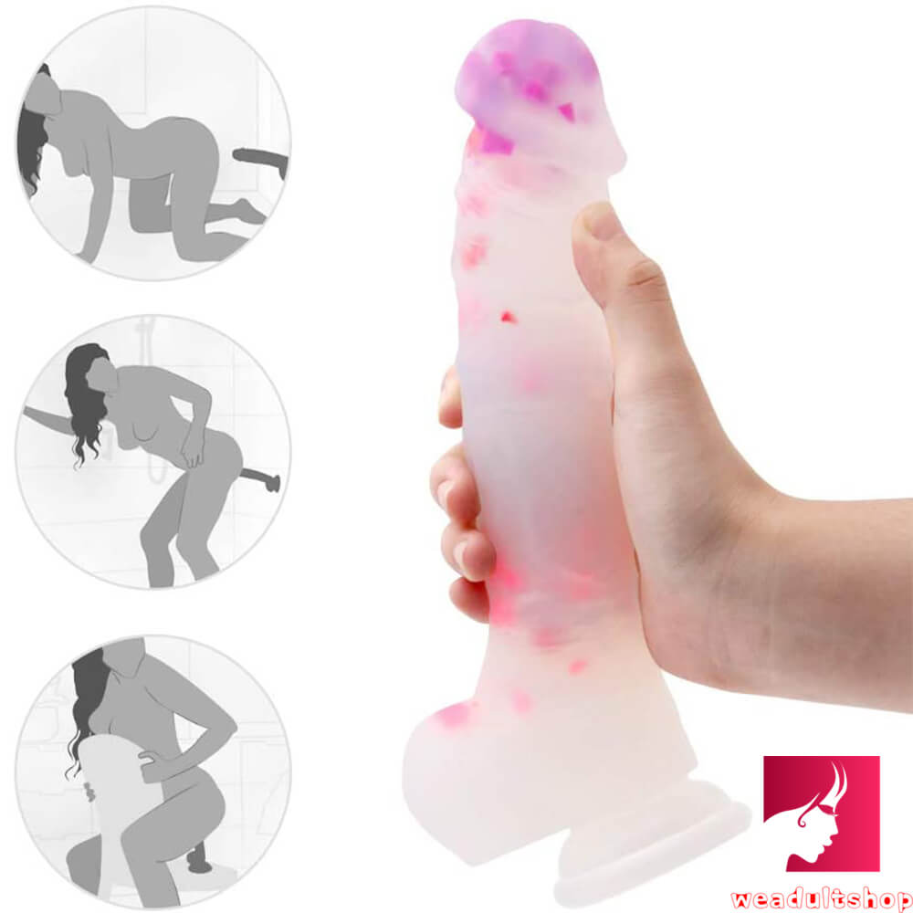 9.25in Colorful Big Jelly Silicone With Pink Particle Dildo Sex Toy 9.25in Colorful Big Jelly Silicone With Pink Particle Dildo Sex Toy