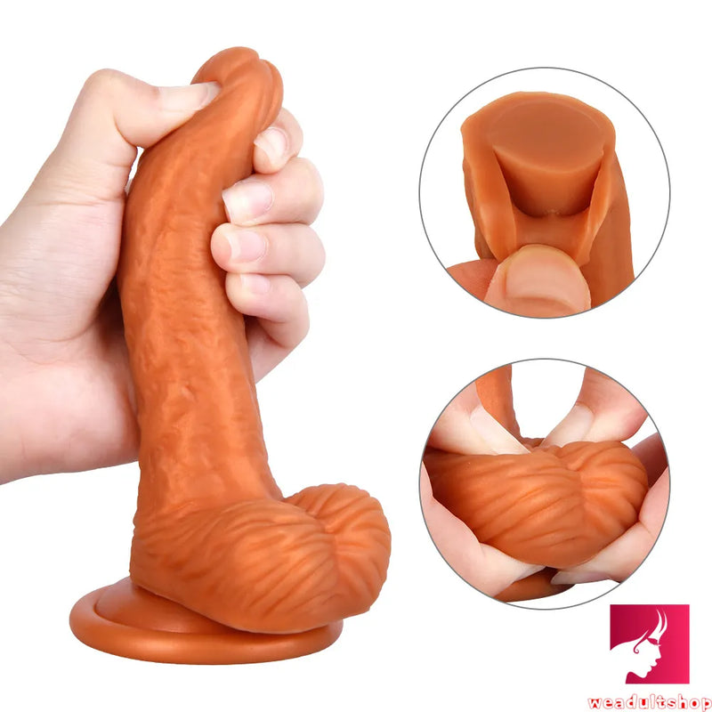 6.3in Curved Flexible Young Looking Dildo Adult Toy For Females