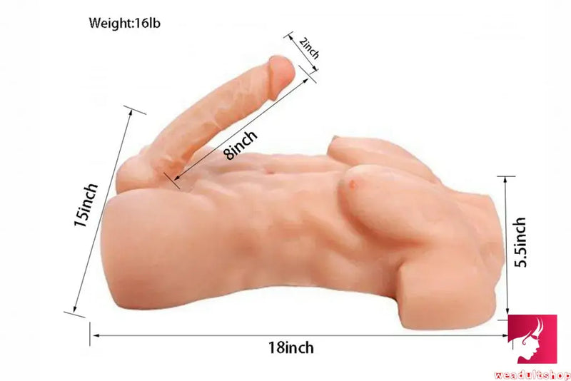 16lb Men Muscle Sex Torso Doll With Lifelike Soft Dildo For Adults