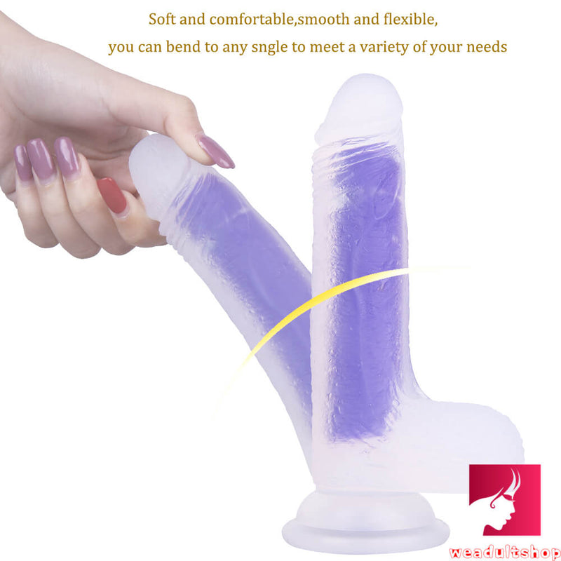 7.09in Amethyst Transparent Colorful Liquid Silicone Dildo