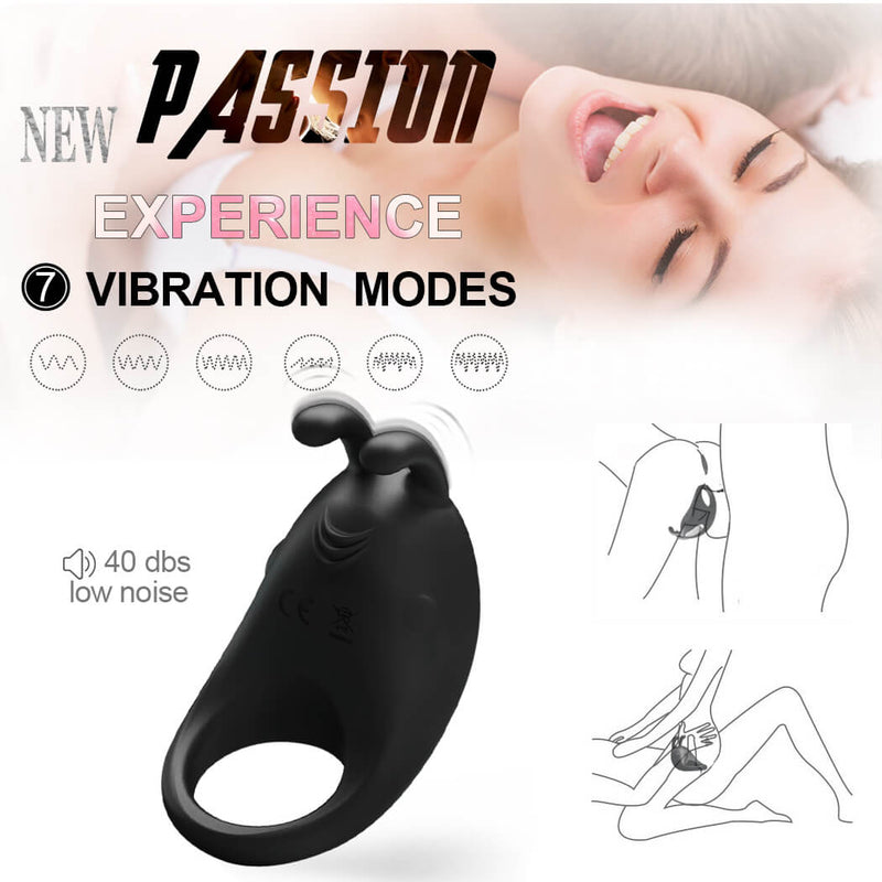 Fat Rabbit 7 Frequency Vibrating Penis Ring Sex Vibrator For Women - Adult Toys 
