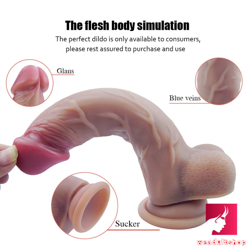 7.87in Double Layer Silicone Dildo Sex Toy For Females Masturbation