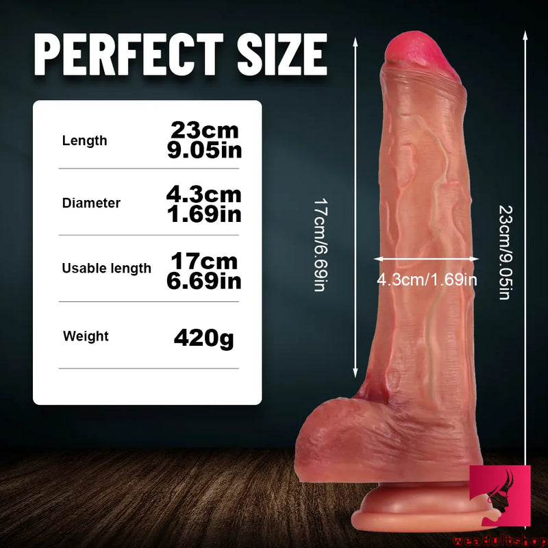 9.05in Real Looking Uncut Penis Dildo With Foreskin Love Toy